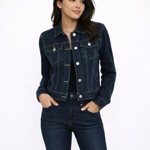 Navy Dark Wash Denim Jacket Classic Outdoor Party Retro School Travel Twee Y2K